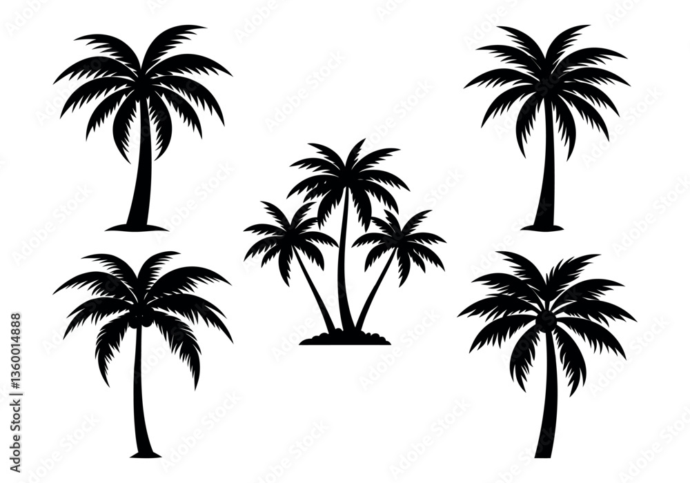 Obraz premium Palm Tree Silhouettes - Tropical Vector Set