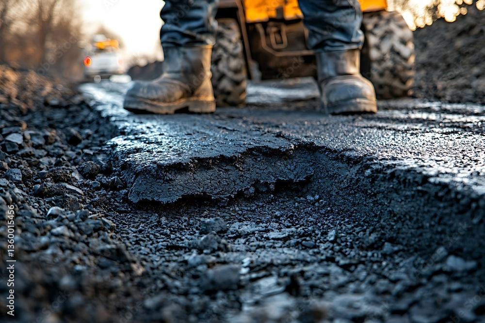 Fototapeta premium construction worker with shovel