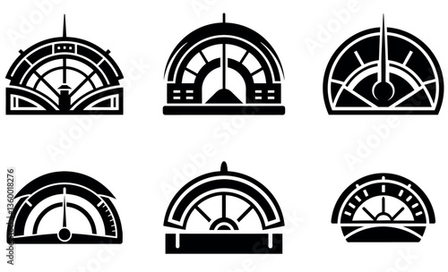  Stadiometer Icon Set - Measurement Gauge Logos Collection