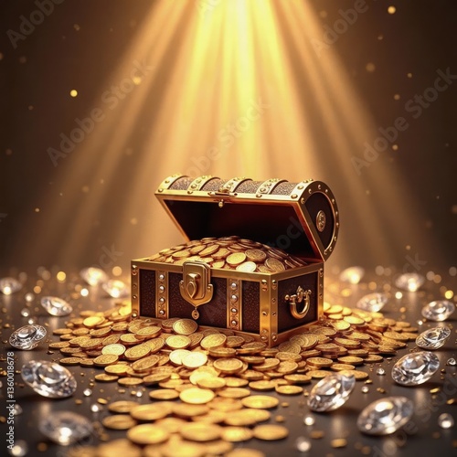 treasure box filled with golden coins