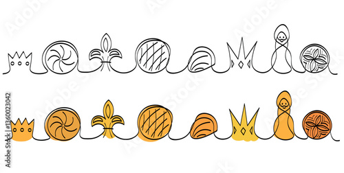 Galette des rois , French epiphany cake line art