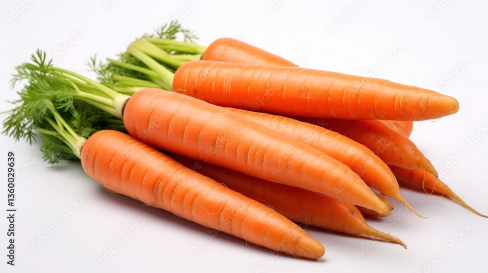 Stack of fresh orange carrots isolated on white background. Generate AI image Stack of fresh orange carrots isolated on white background. Generate AI image