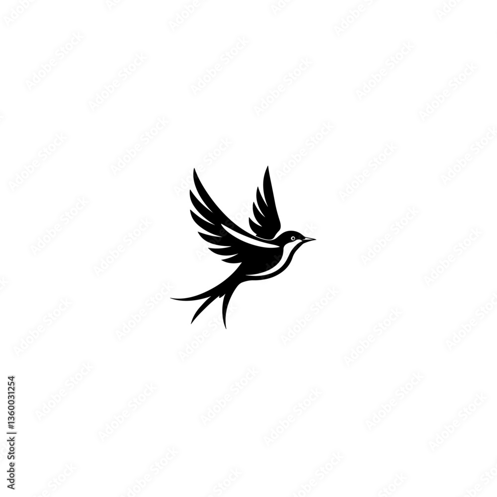 Obraz premium Bird silhouette vector with white background 
