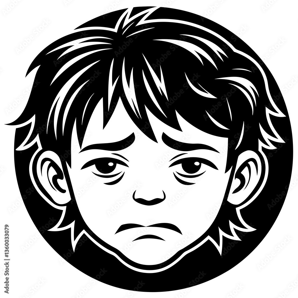 Sad Face Silhouette Vector Sad Face Silhouette Vector