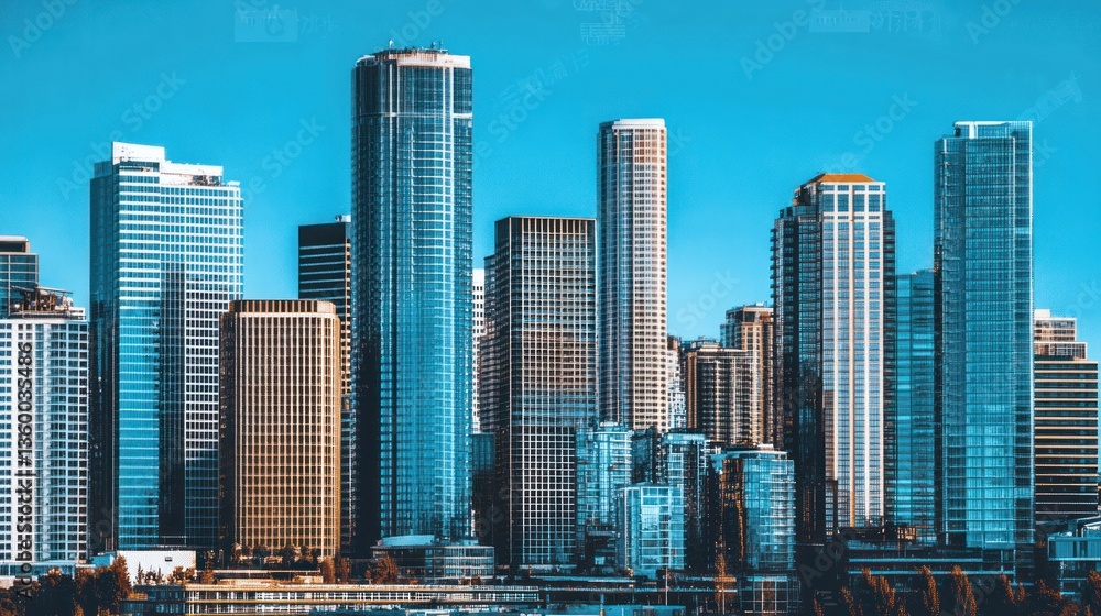 Fototapeta premium Skyscrapers in a Modern City Skyline