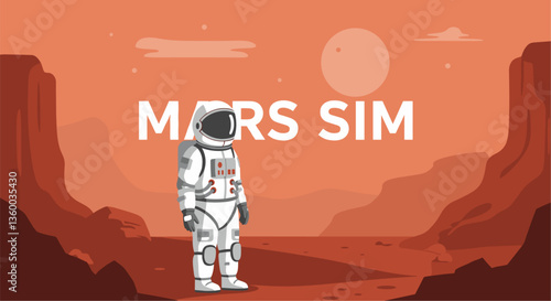 Mars simulation conceptual vector illustration