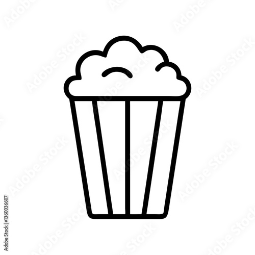 Popcorn in striped bucket icon in bold outline style