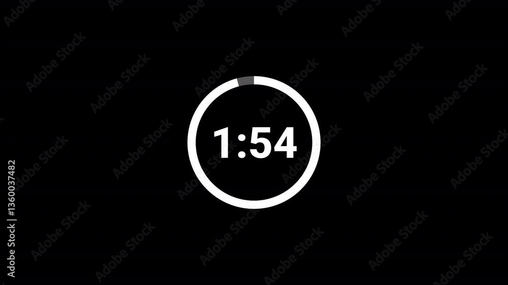 2 minute countdown timer animation seconds on transparent background 120 second countdown timer, Countdown video with alpha channel.	