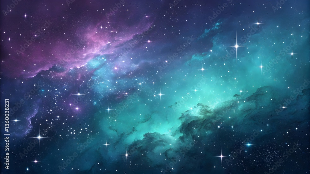 Naklejka premium Vibrant Cosmic Colors in a Starry Nebula Background Design