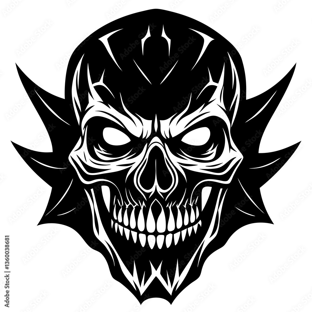 Obraz premium Skull Face Silhouette Vector