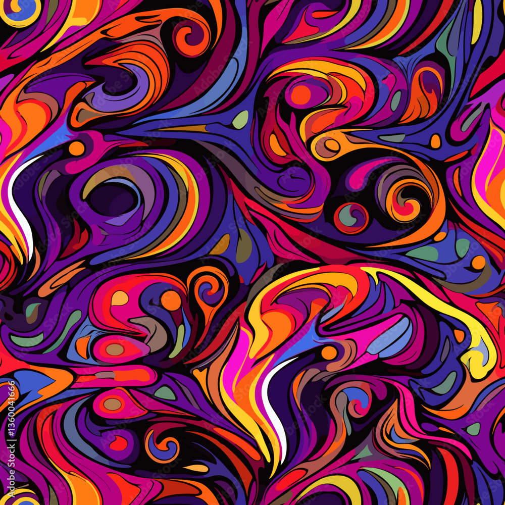Seamless psychedelic swirl background in neon colors
Seamless psychedelic swirl background in neon colors