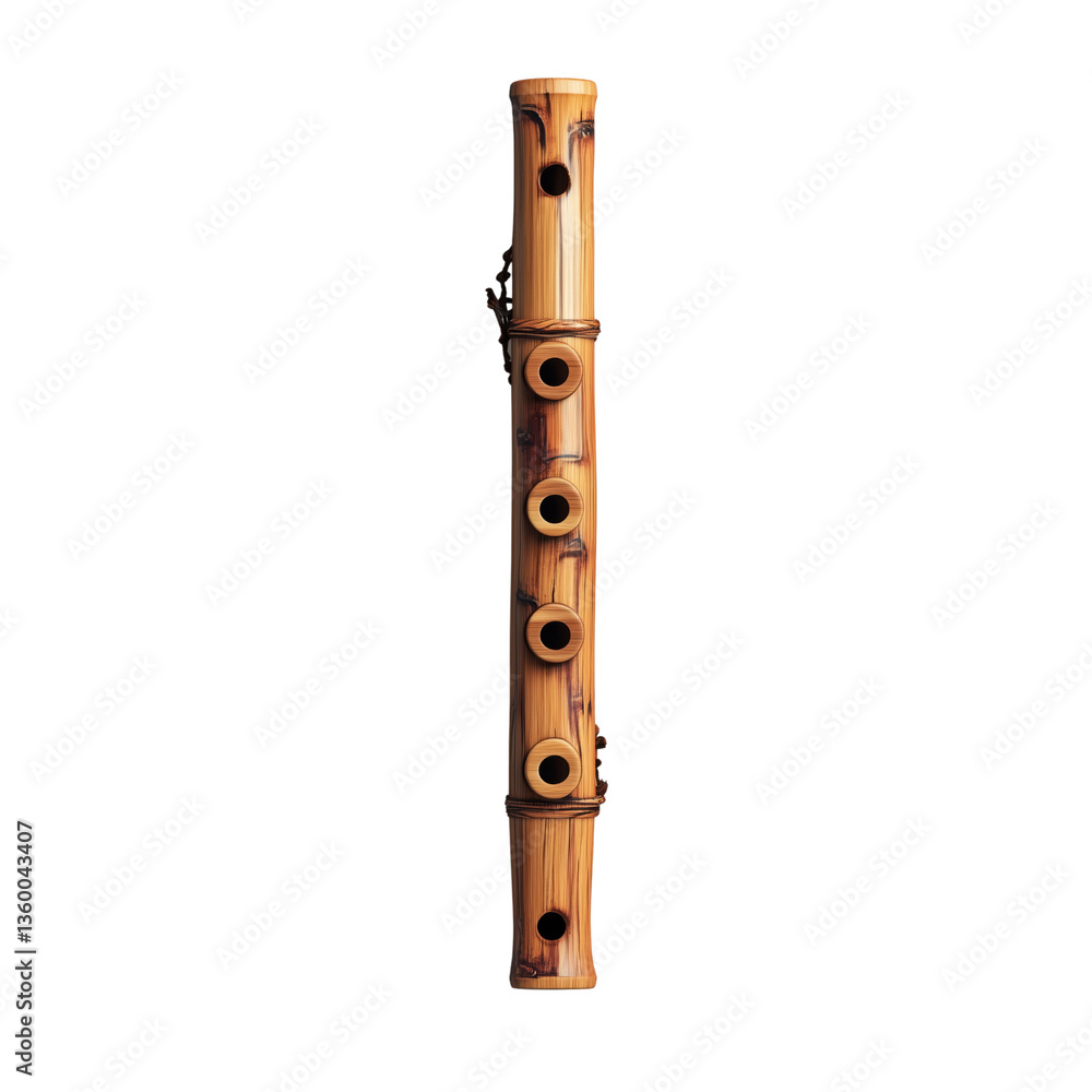 Naklejka premium Bamboo flute on a transparent background musical instrument artistry studio close-up