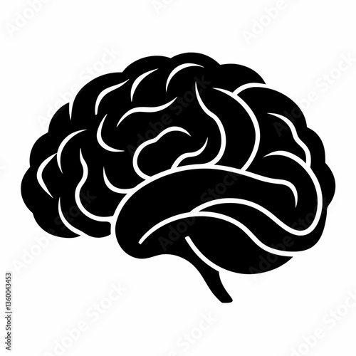 3D Vector Illustration of a Human Brain with Anatomy Details