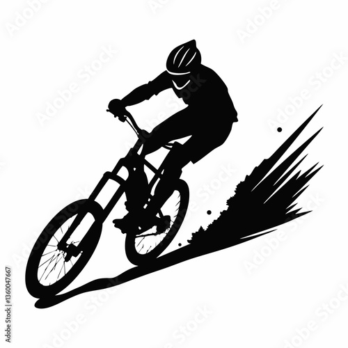 Silhouette of a biker riding a bicycle or motorcycle
