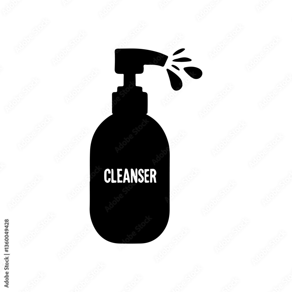 cleanser silhouette icon vector flat design. cleanser silhouette icon vector flat design.