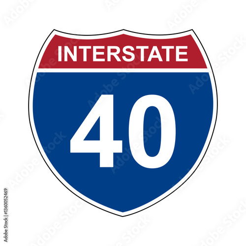 Interstate 40. Interstate highway sign. Road number. Signpost indicating route numbers in the U.S. Interstate Highway System. Even numbers run west to east. Odd numbers run north to south.