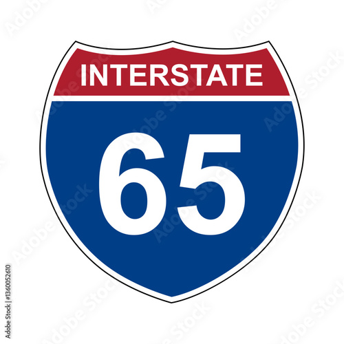 Interstate 65. Interstate highway sign. Road number. Signpost indicating route numbers in the U.S. Interstate Highway System. Even numbers run west to east. Odd numbers run north to south.