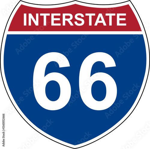 Interstate 66. Interstate highway sign. Road number. Signpost indicating route numbers in the U.S. Interstate Highway System. Even numbers run west to east. Odd numbers run north to south.