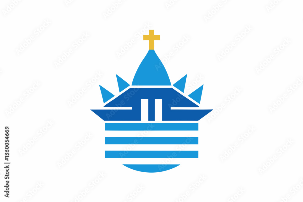 Obraz premium A vector church icon illustration with a cross, symbolizing a religious building or home