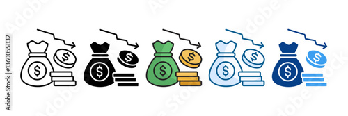 Financial Loss Icon Set Multiple Style Collection