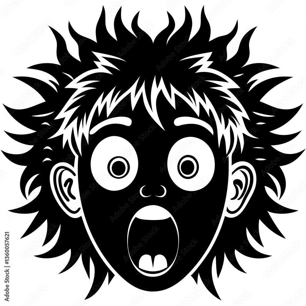 Obraz premium Surprised Face Silhouette Vector