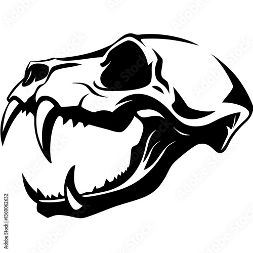 a detailed artistic depiction of a wildcat skull, capturing the essence of the animal's fierce nature