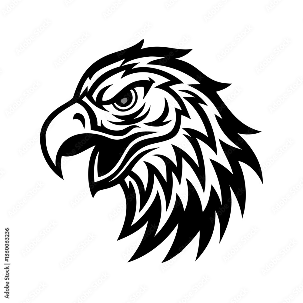 Fototapeta premium a fierce eagle head illustration with intricate details and a strong gaze