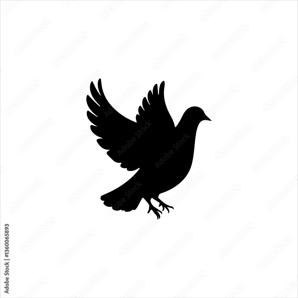 Obraz premium Bird Dove silhouette icon vector flat design.