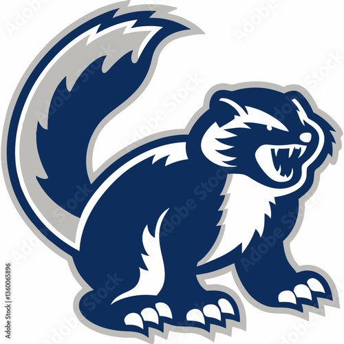 Angry badger mascot illustration in blue and gray colors 