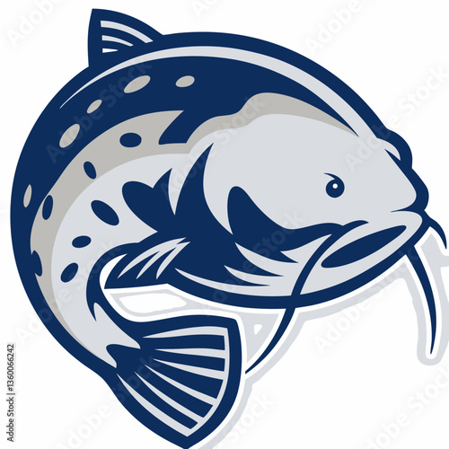 a captivating illustration of a catfish, the catfish features distinctive barbels and a sleek, streamlined body