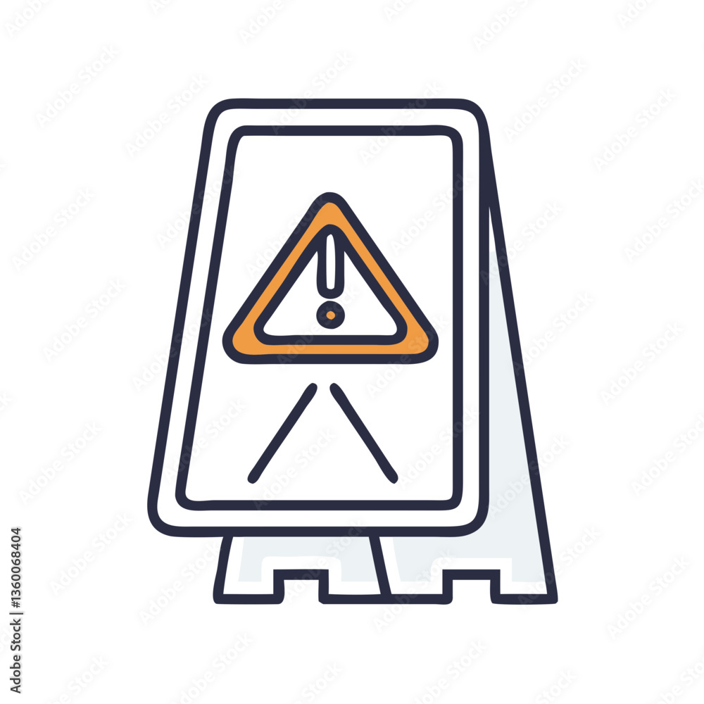 Wet floor warning sign vector icon in flat style Wet floor warning sign vector icon in flat style