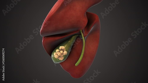 Medical animation of gallbladder stones