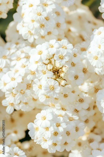 Closeup of Delicate White Flowers Blooming in Springtime
