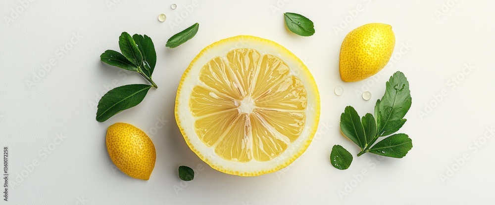 Fresh Lemon Slice with Leaves (1) Fresh Lemon Slice with Leaves (1)
