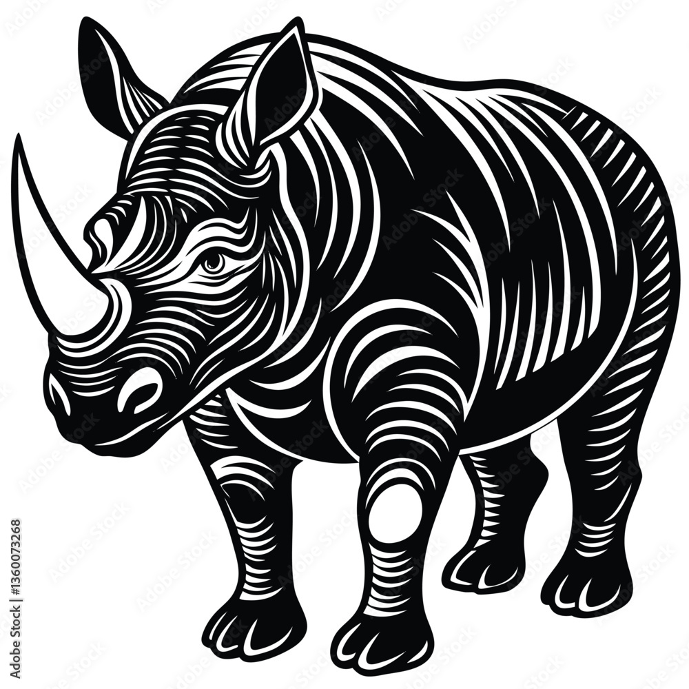 Adobe IlRhino Silhouette Vector, rhino vector graphic wildlife illustrationustrator Artwork