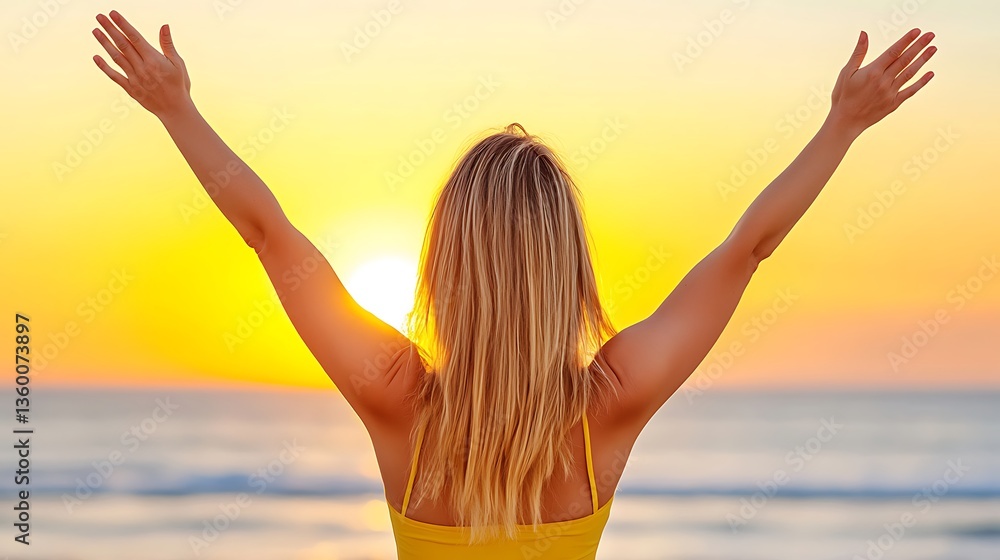 young woman enjoying sunset young woman enjoying sunset