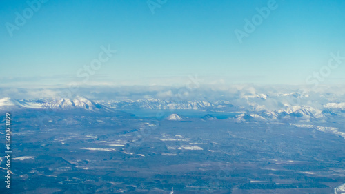 Lake Shikotsu in Hokkaido viewed from an airplane