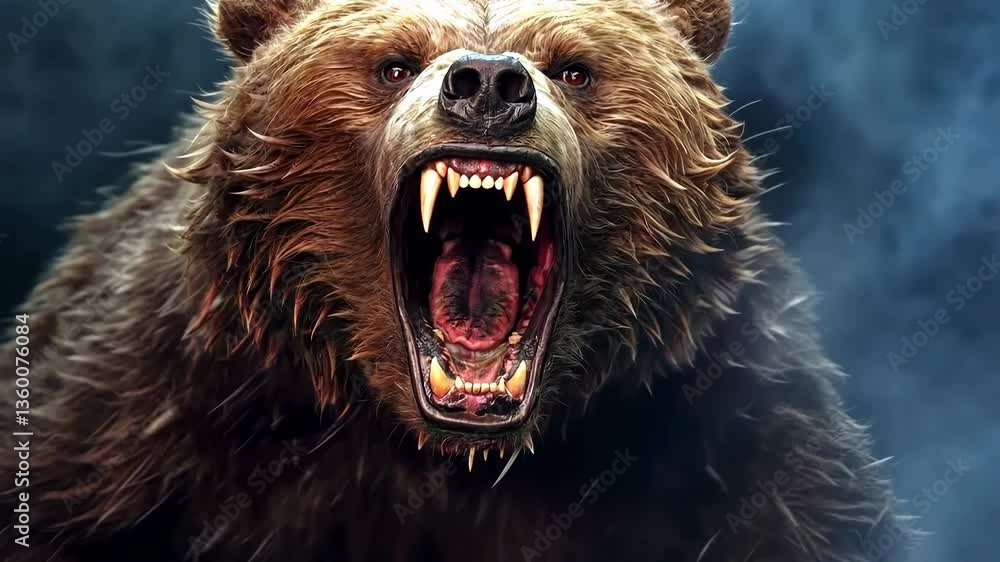 A ferocious bear symbol of the ancient Medo-Persian empire Biblical prophecies 4K