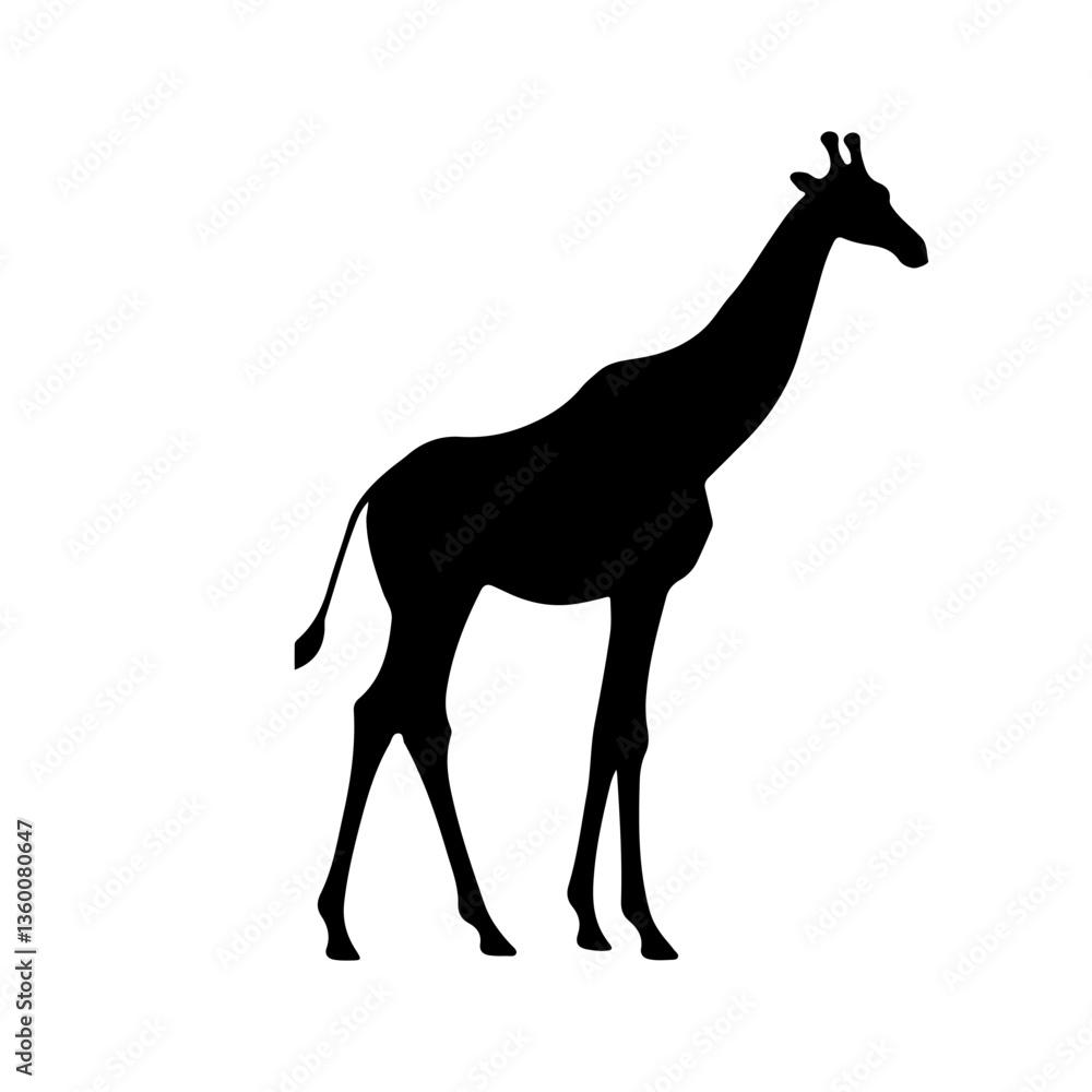 Giraffe Silhouette icon vector flat design.