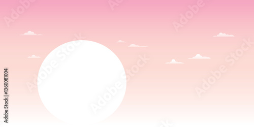 the bright sun in the upper left corner emitting rays of light, creating a glowing effect. The sky has a gradient from light pink at the bottom to blue and dark blue at the top. 