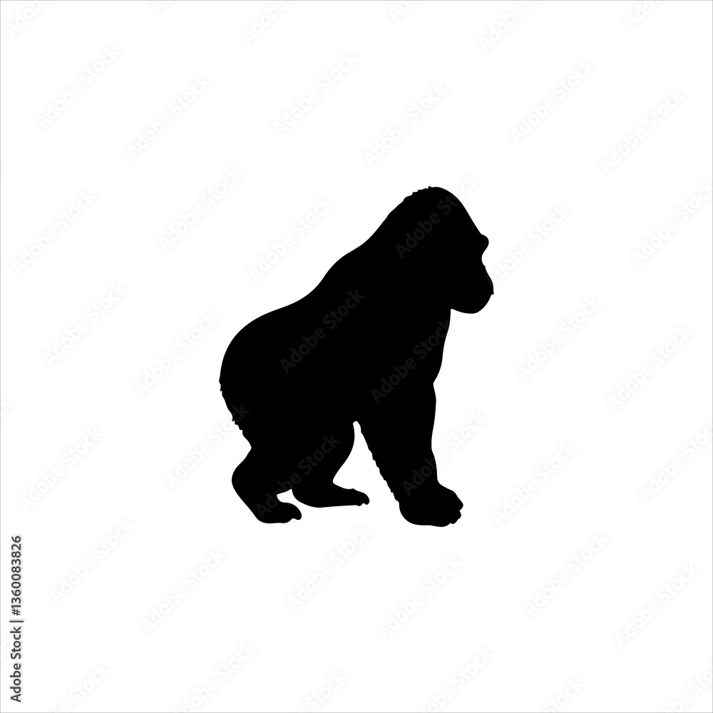 Fototapeta premium Gorilla silhouette icon vector flat design.