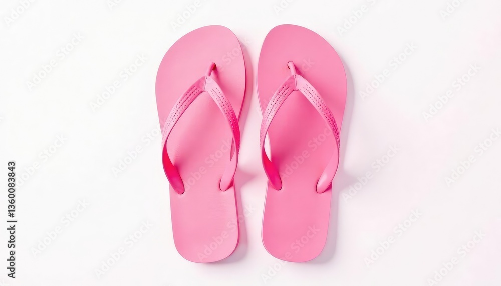 Pair of pink flip-flops, isolated on pure white background , vibrant, isolated, pastel Pair of pink flip-flops, isolated on pure white background , vibrant, isolated, pastel
