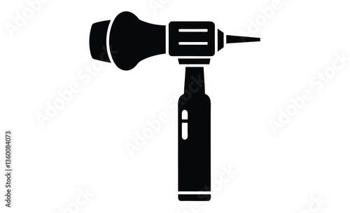 Otoscope medical tool silhouette, Otoscope silhouette vector, Otoscope icon, Medical diagnostic otoscope  