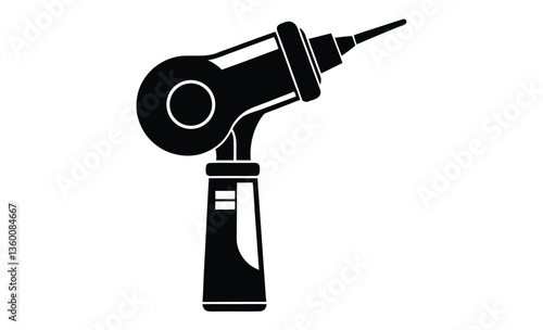 Otoscope medical tool silhouette, Otoscope silhouette vector, Otoscope icon, Medical diagnostic otoscope  