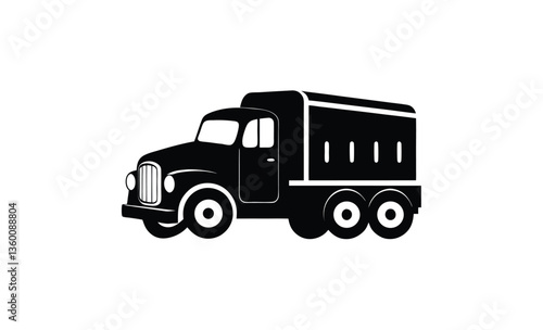 Tanker truck side view silhouette, Tank truck icon, Black silhouette, Side view, Vector simple flat graphic illustration, Isolated object on white background