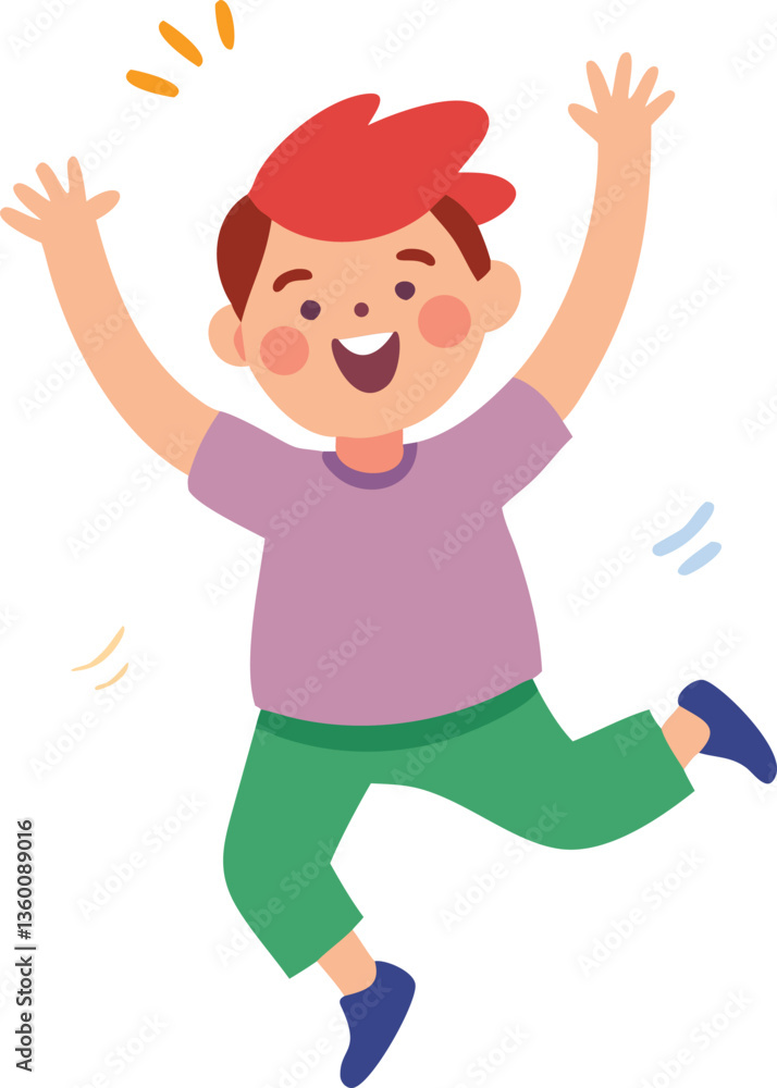 A colorful cartoon of a child jumping excitedly. A colorful cartoon of a child jumping excitedly.
