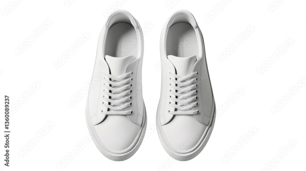 Pair of white minimalist sneakers on white background Pair of white minimalist sneakers on white background