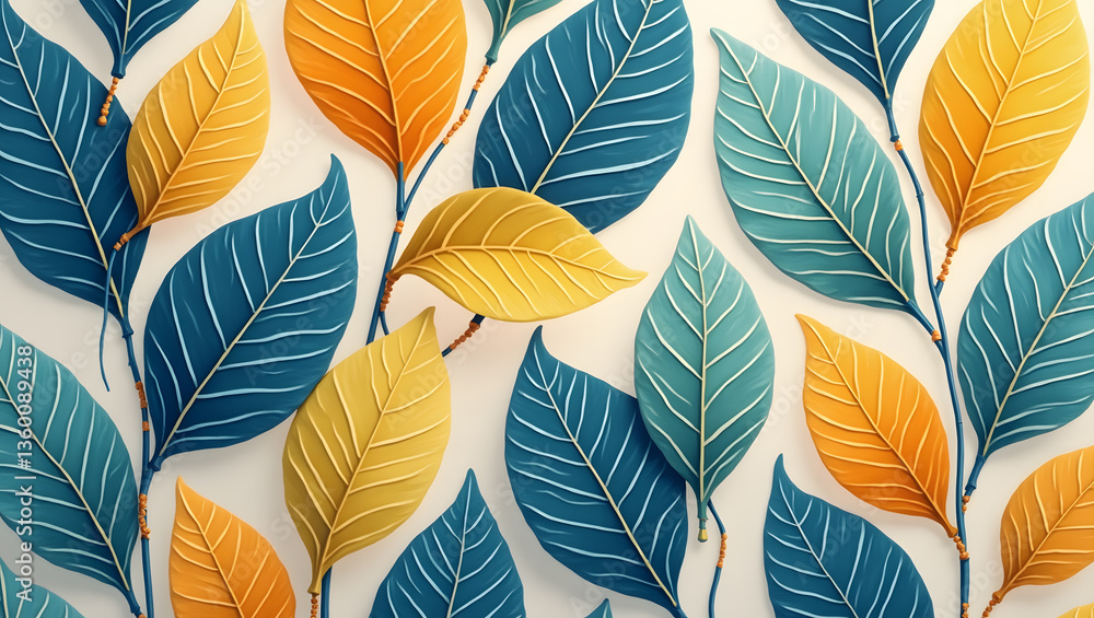 Naklejka premium Seamless Abstract Leaf Pattern with Bold Colors and Unique Texture