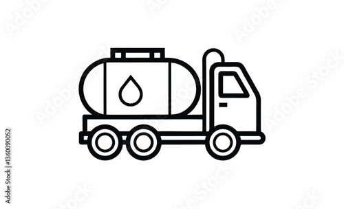Tanker truck side view silhouette, Tank truck icon, Black silhouette, Side view, Vector simple flat graphic illustration, Isolated object on white background