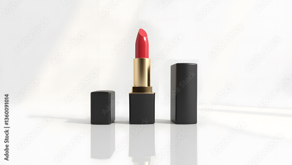 Red lipstick glamour cosmetics white background luxury makeup style Red lipstick glamour cosmetics white background luxury makeup style